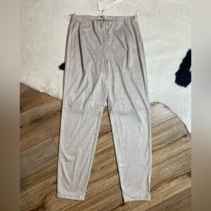 Tyler Boe pants faux suede side zip slim pants in a beige